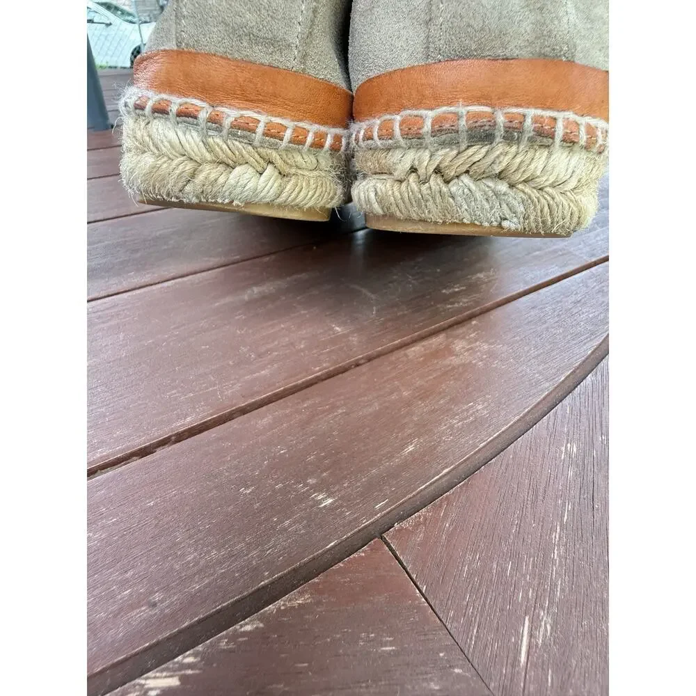 Rag & Bone Adria Women Espadrille Flats Tan Suede Size 39.5 / 9.5 Summer Slip On